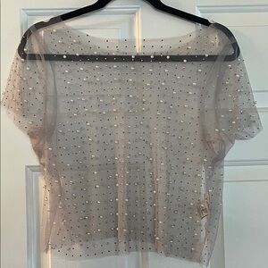 Elegant Sheer Embellished Blouse - Black